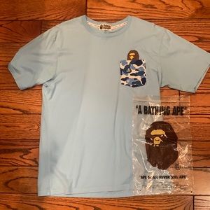 Blue Bape Camo Front Pocket shirt
